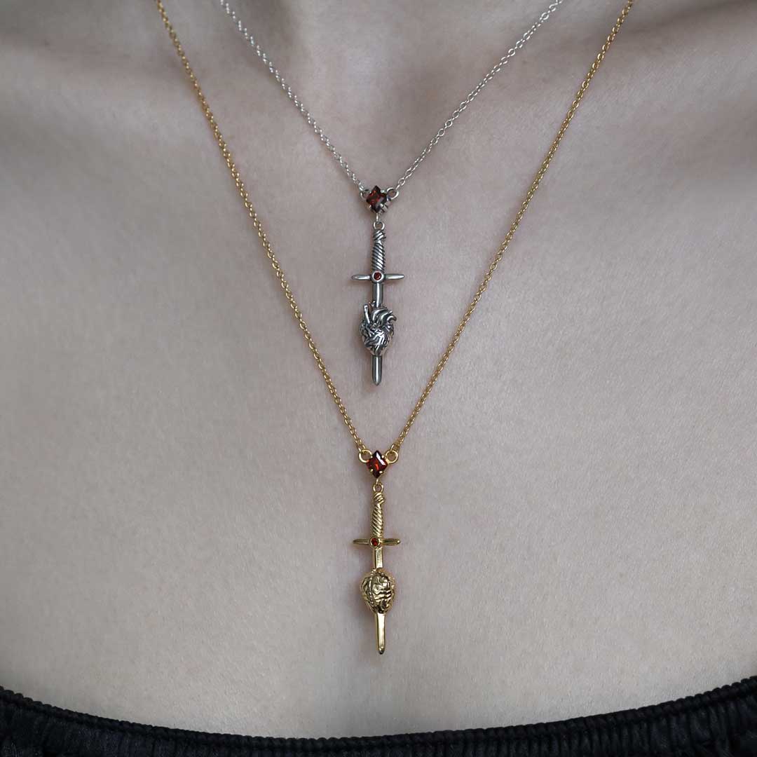ALL MY HEART. Sword & Heart Necklace - Silver - Image 2
