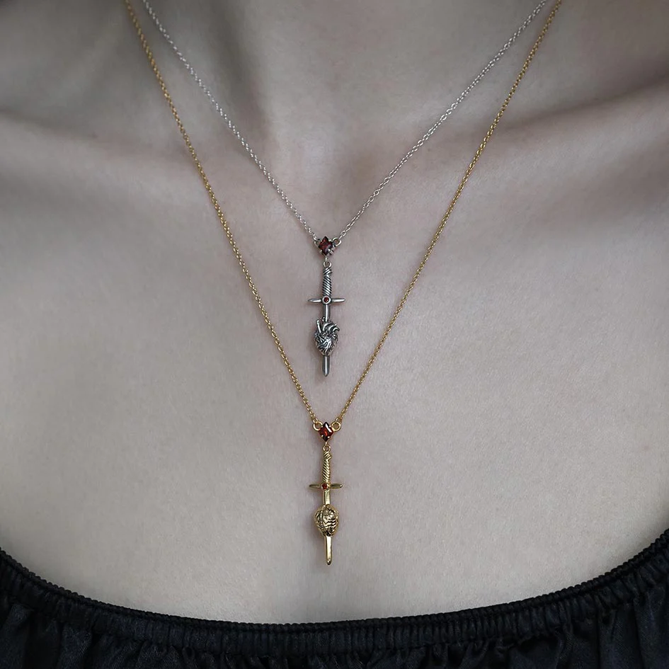 ALL MY MIND. Sword & Brain Necklace - Silver - Image 2