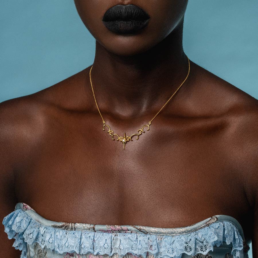 CASSIUS. Star Flare & Waves Opalite Necklace - Gold - Image 2