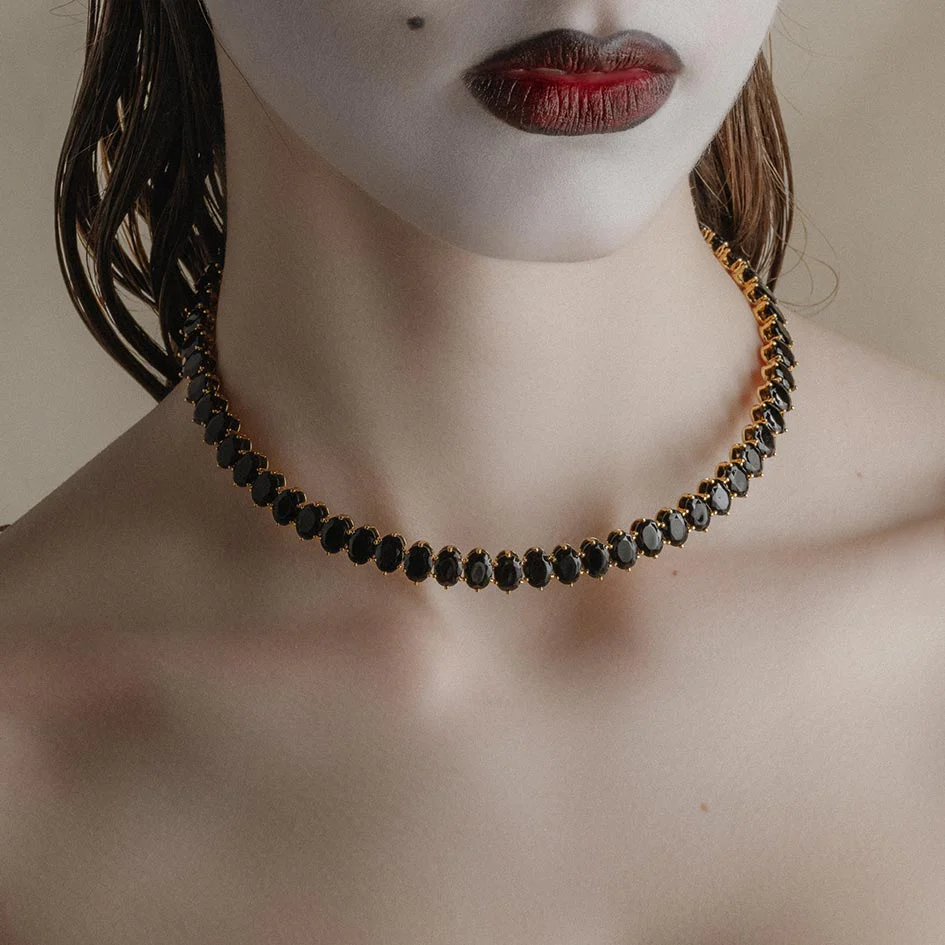 CIRQUE. Black CZ Torque Collar - Gold