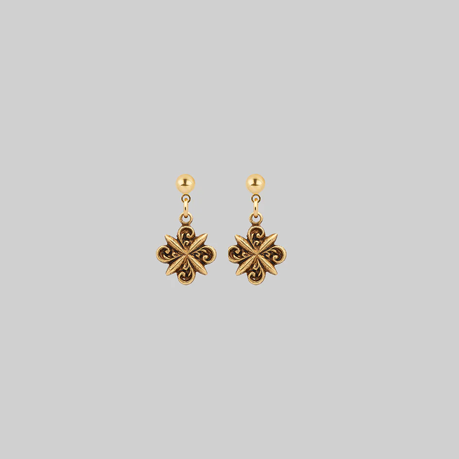 CLEMENTINE. Floral Twirl Earrings - Gold - Image 2
