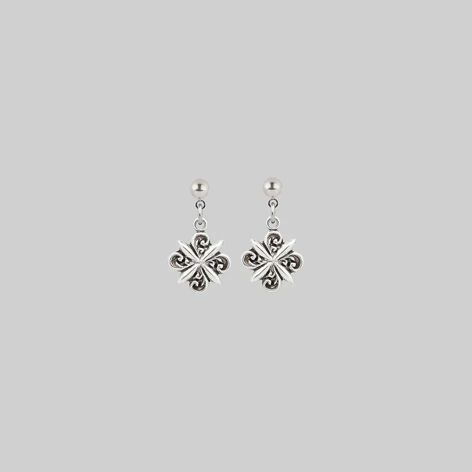 CLEMENTINE. Floral Twirl Earrings - Silver