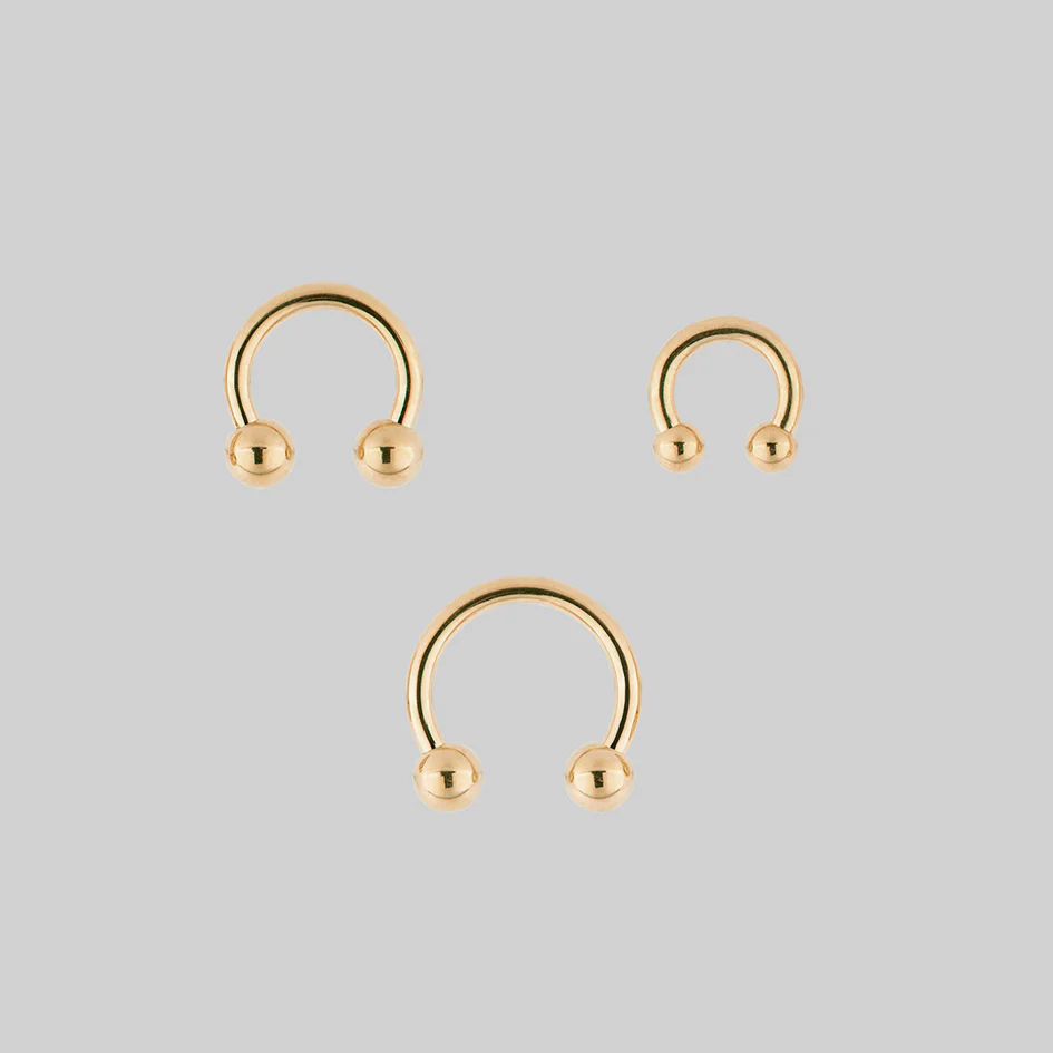 CLEO. Circular Titanium Barbell Ring - Gold - Image 15