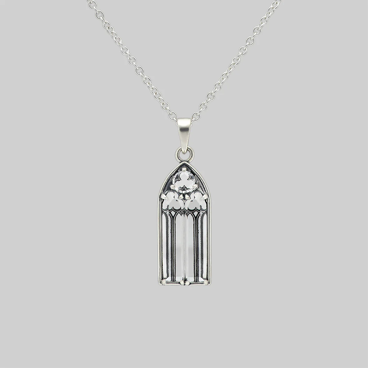 CLERESTORY. Cathedral Glass Window Necklace - Silver