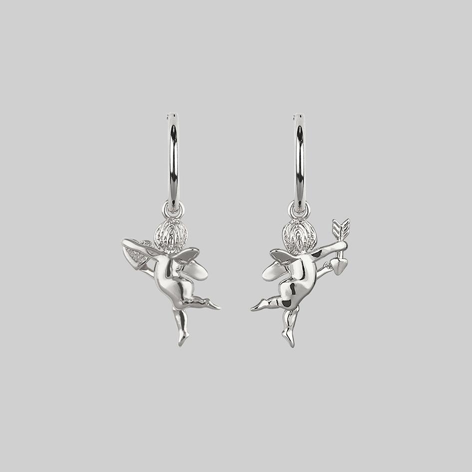 Cupid & Psyche Lovers Hoop Earrings - Silver - Image 2
