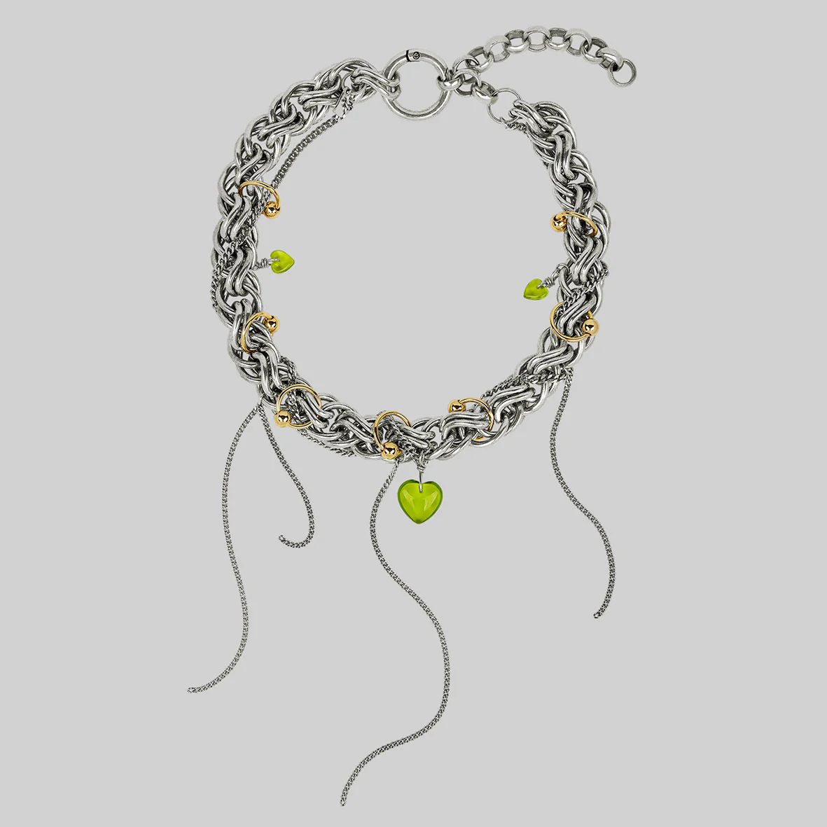 EAT YOUR HEART OUT. Pierced Chunky Chain Collar Necklace - Silver - Image 3