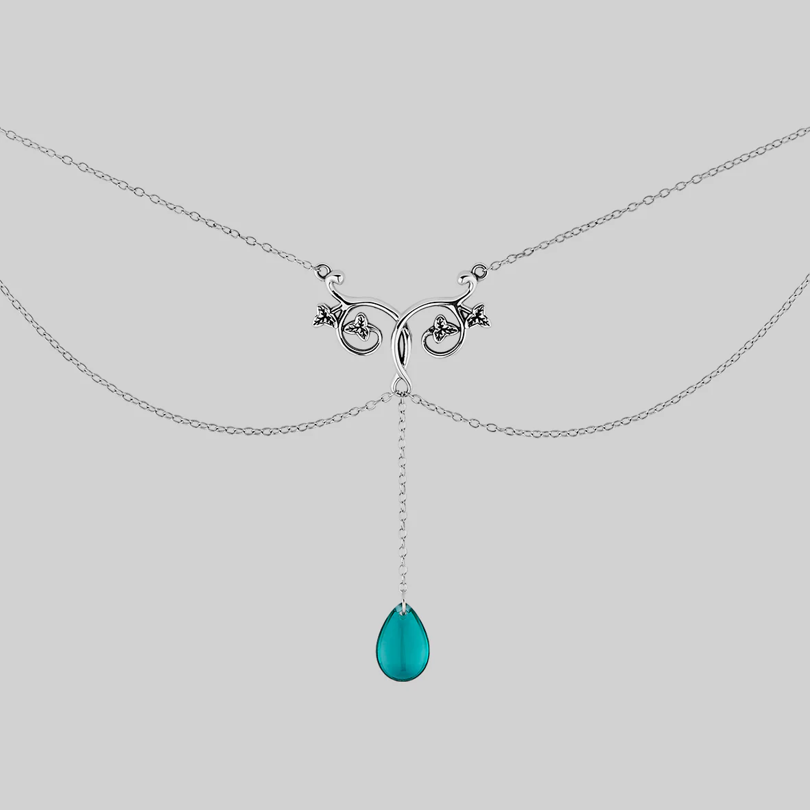 FAITH. Glass Droplet Ivy Necklace - Silver - Image 3