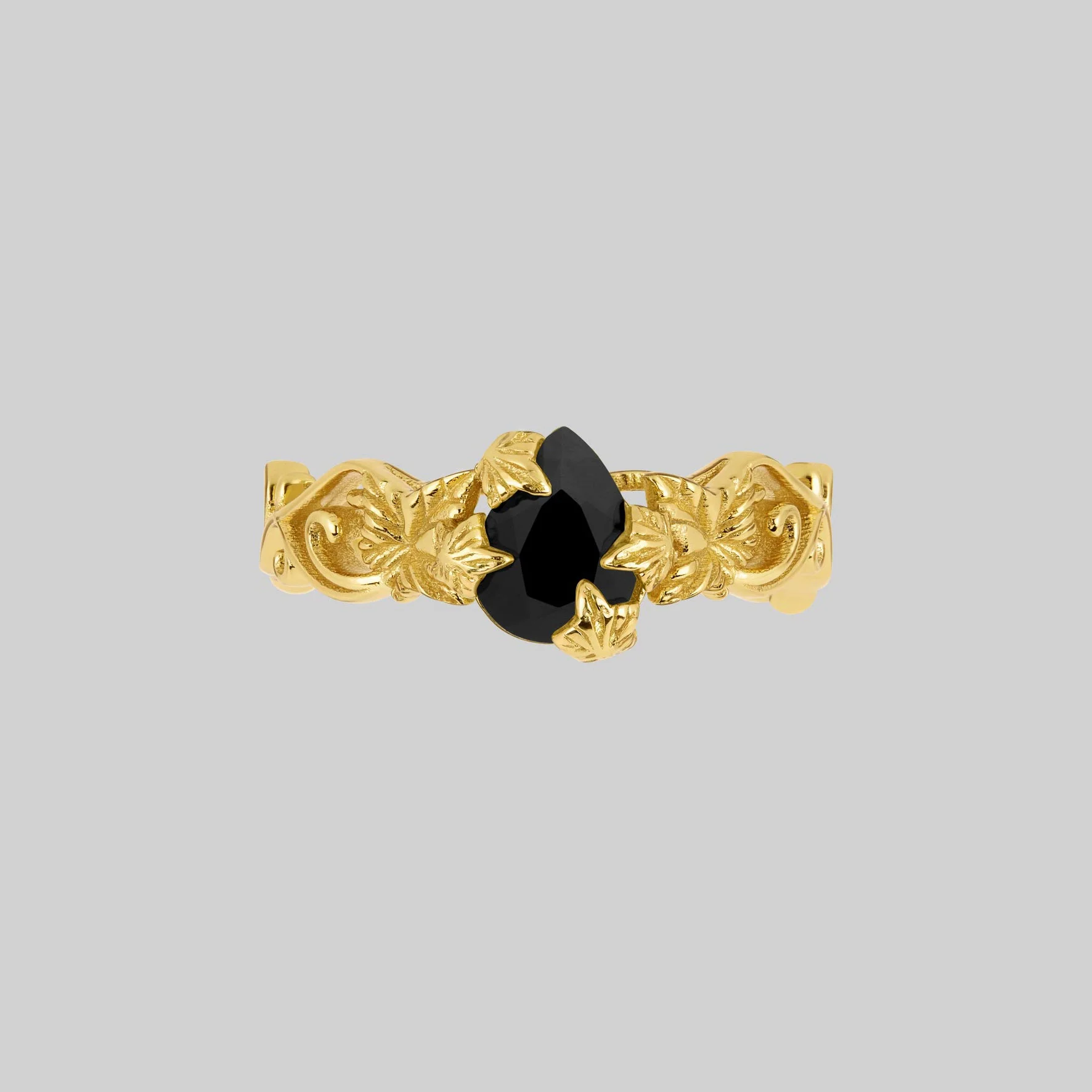 FERONIA. Secret Garden Black Onyx Ring - Gold - Image 2