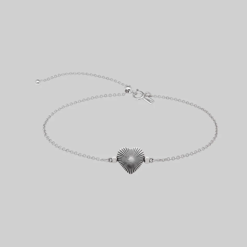 FOREVER YOURS. Red Enamel Heart Bracelet - Silver - Image 3