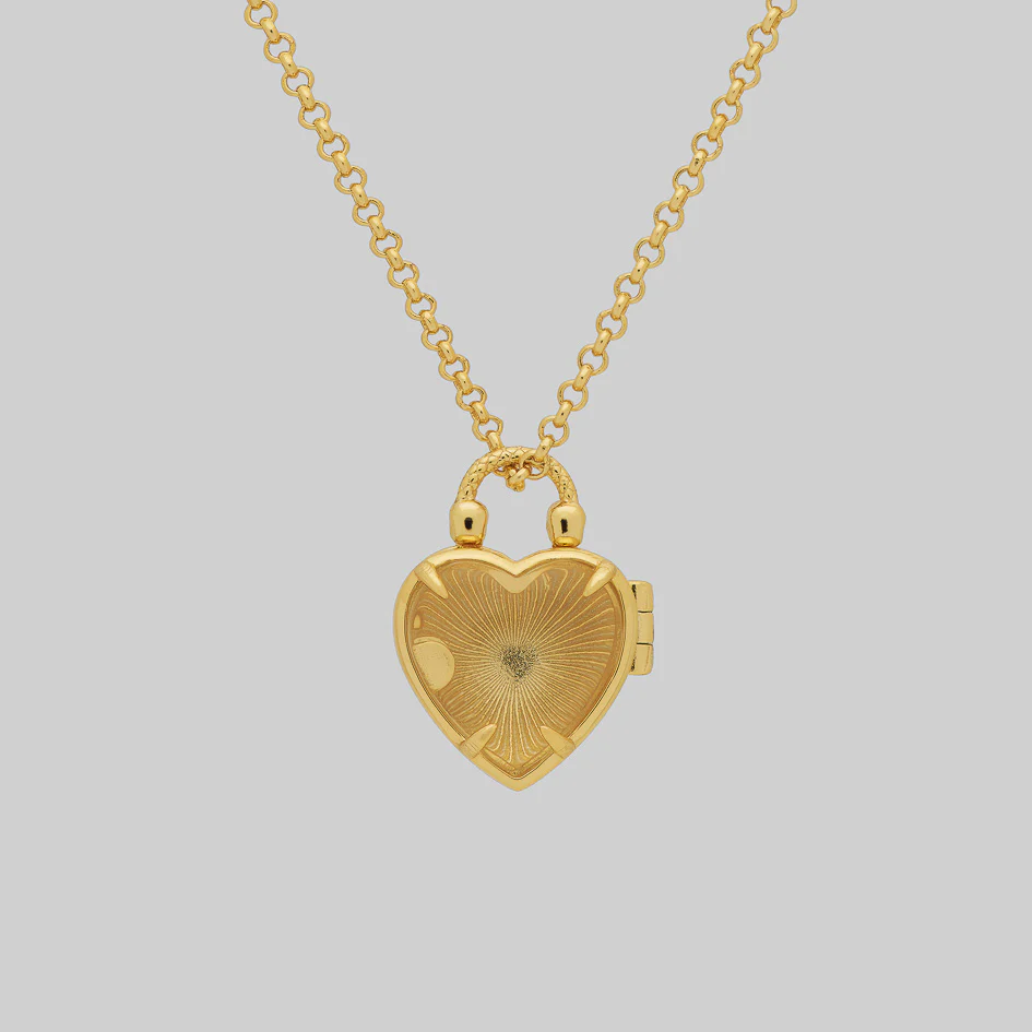 FOREVER YOURS. Red Enamel Heart Locket Necklace - Gold - Image 5