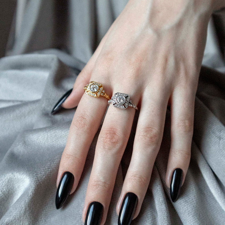 GRANDIOSE. Gothic Cubic Zirconia Cocktail Ring - Gold - Image 2