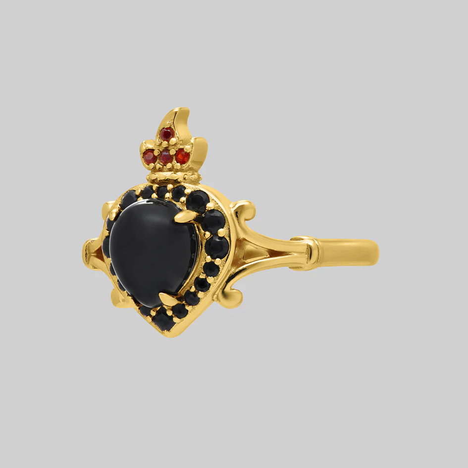 IGNIS COR. Sacred Heart Black Onyx Ring - Gold - Image 3