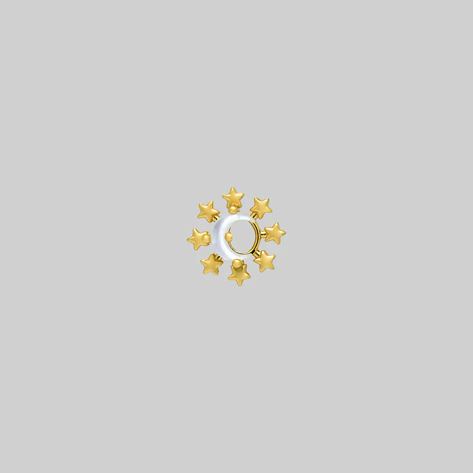 LUNAE. Crescent Moon Pearl Stud Earring - Gold