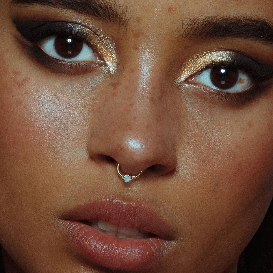 NEBULA. Opal Gold Clicker Ring - Septum