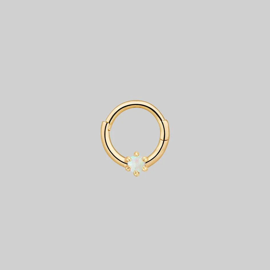 NEBULA. Opal Gold Clicker Ring - Septum - Image 2
