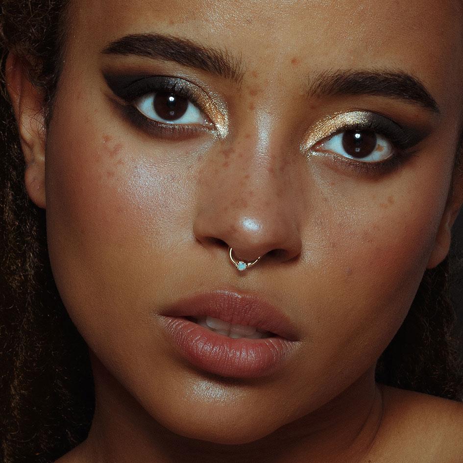 NEBULA. Opal Gold Clicker Ring - Septum - Image 4