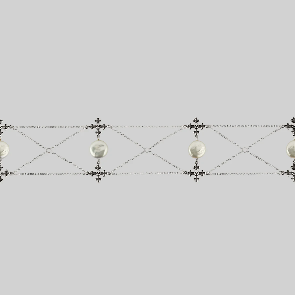 OPHELIA. Medieval Cross Choker - Silver - Image 2