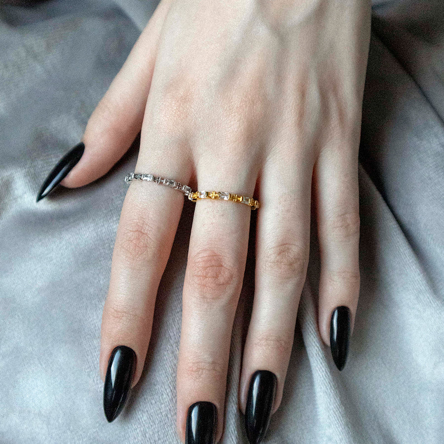 RENE. Gothic Cubic Zirconia Band Ring - Gold - Image 2