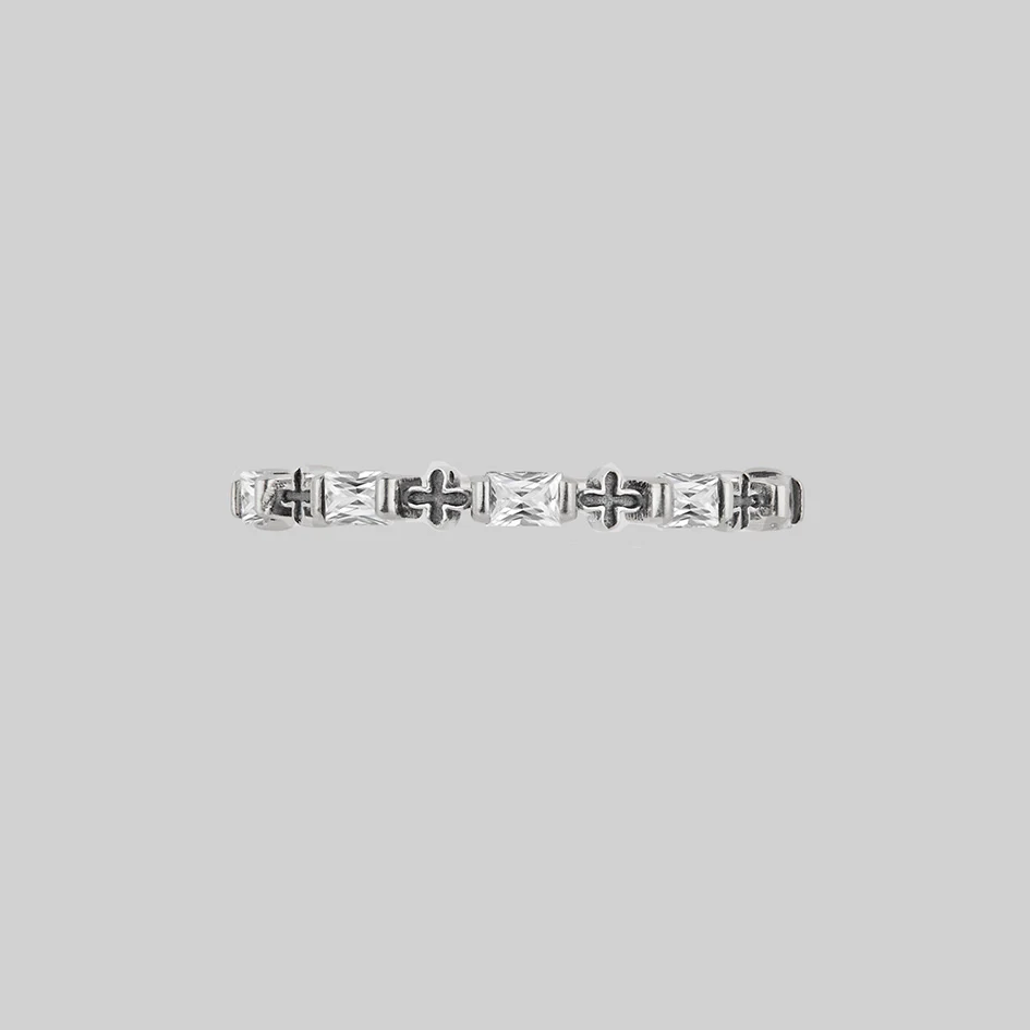 RENE. Gothic Cubic Zirconia Band Ring - Silver