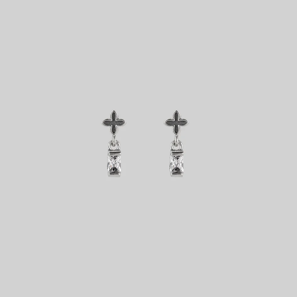 RENE. Tiny Cross & Cubic Zirconia Stud Earrings - Silver