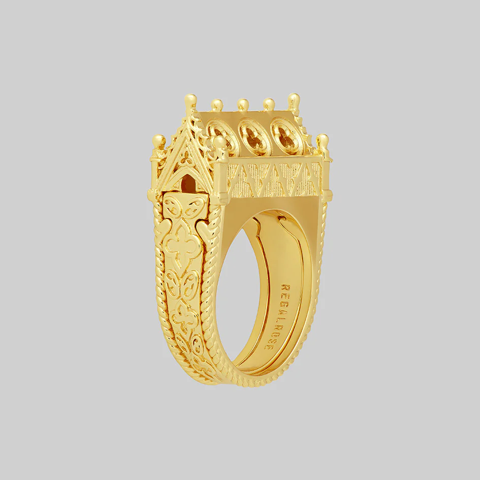 SACRARIUM. Secret Tomb Double Ring - Gold - Image 4