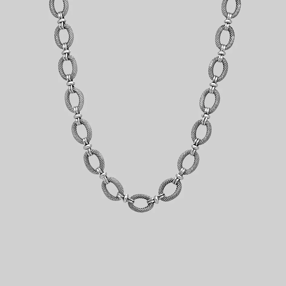 SERPENS. Snakeskin Oval Link Chain - Silver