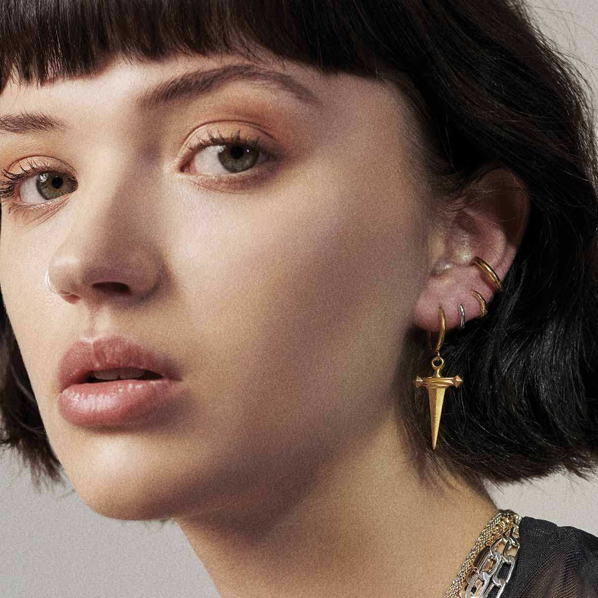 Simple Silver Clicker Hoop Earrings - 12mm - Image 3