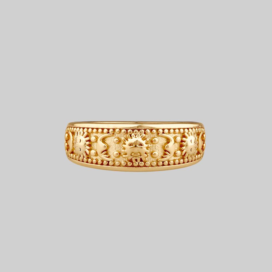 SOLAR MOON. Sun & Moon Band Ring - Gold