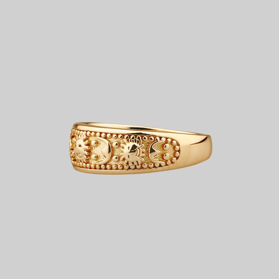 SOLAR MOON. Sun & Moon Band Ring - Gold - Image 2