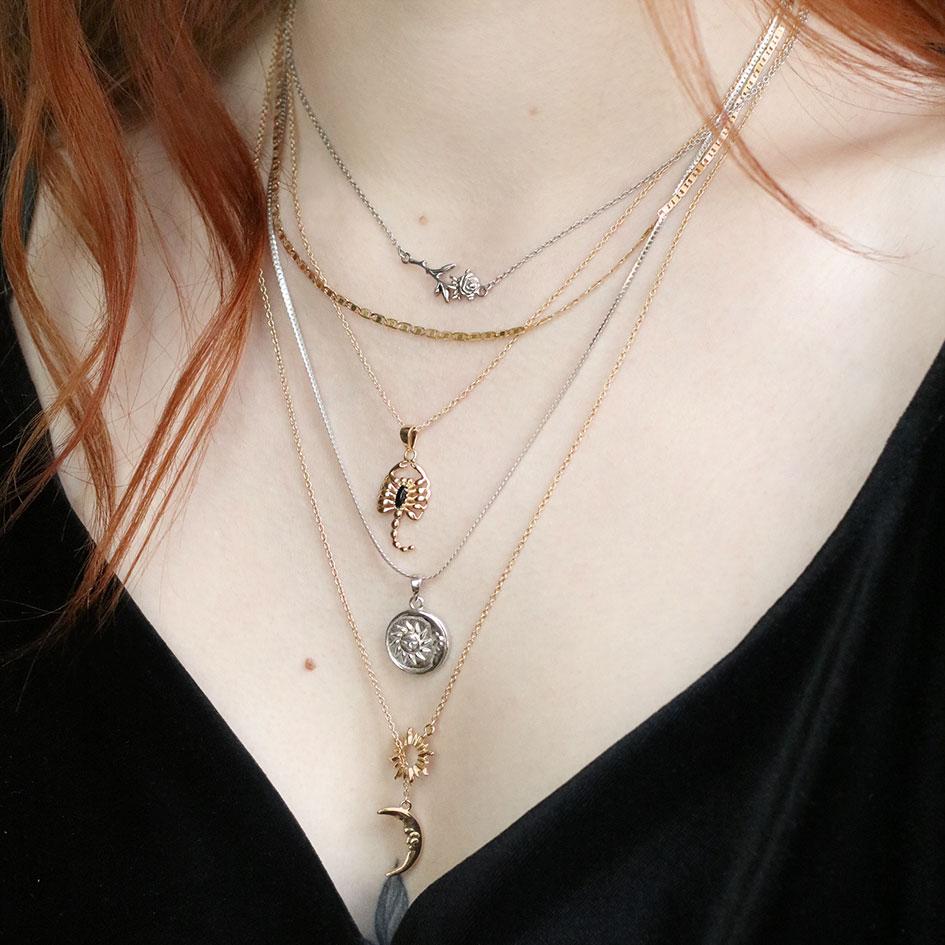 SOLSTICE. Sun & Moon Lariat Necklace - Silver - Image 3