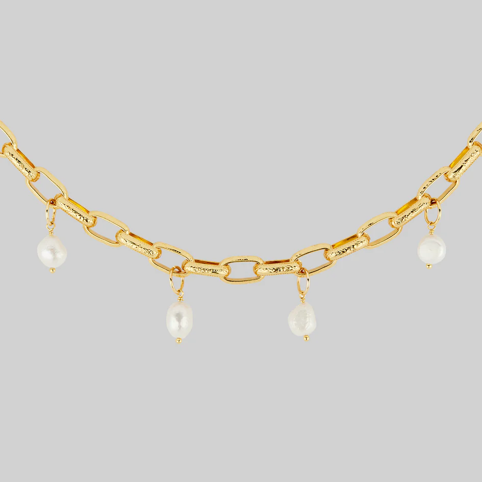 SOVEREIGN. Ornate Link Pearl Collar - Gold