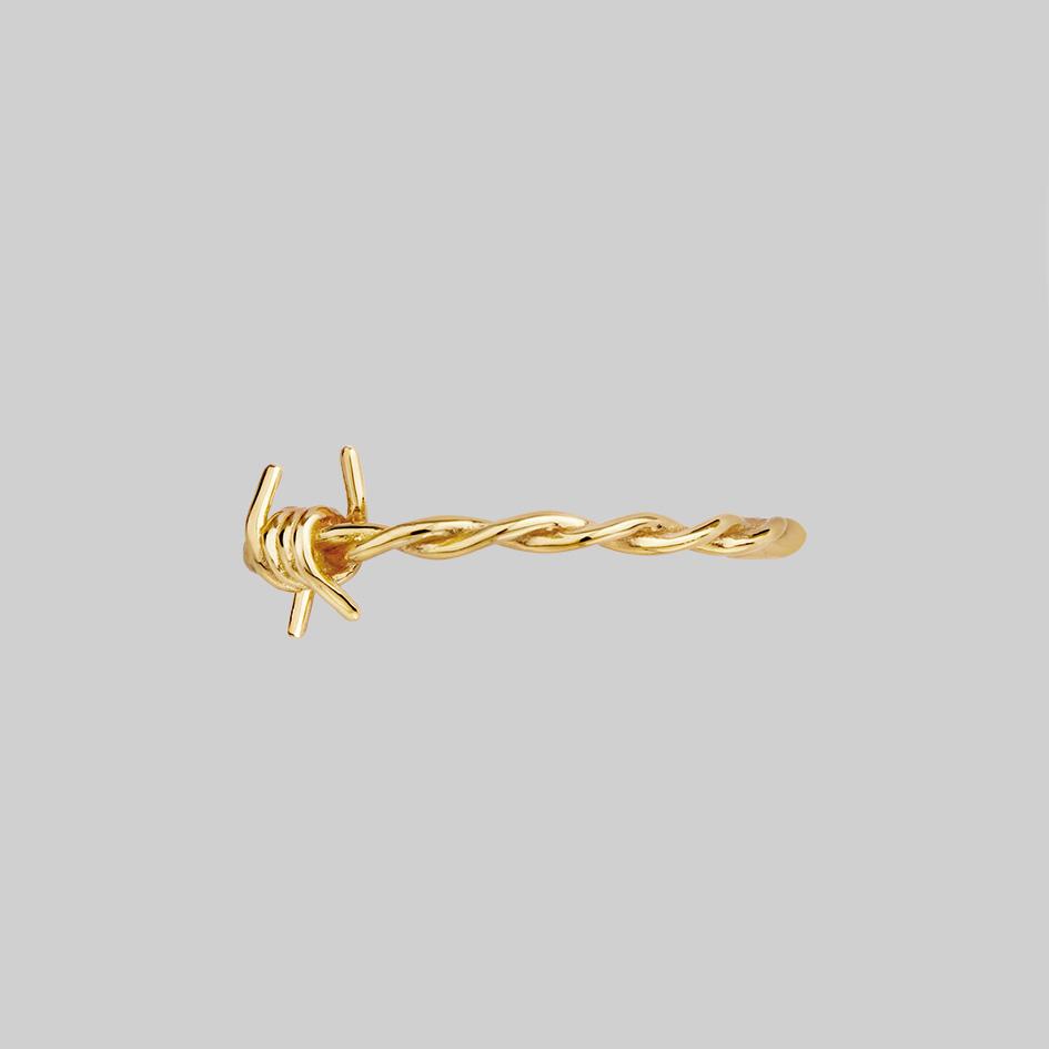 SURVIVAL. Symbolic Barbed Wire Ring - Gold - Image 3