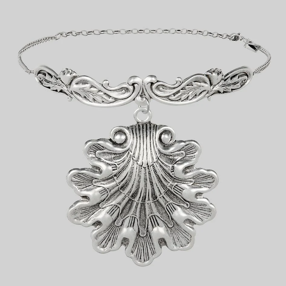 SYRENA. Ornate Seashell Choker - Silver