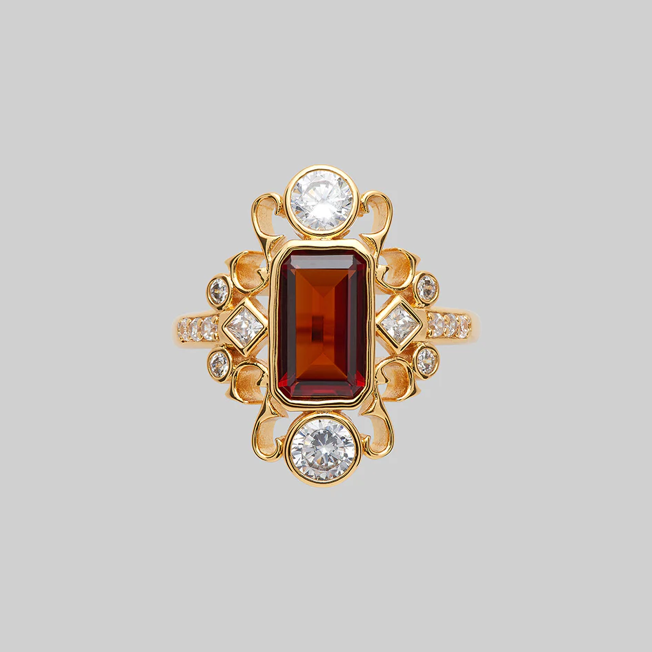 TAUNT. Thorn & Garnet Cocktail Ring - Gold - Image 2