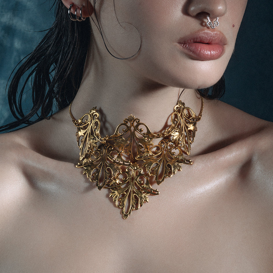 THALASSA. Ornate Cascading Choker - Gold