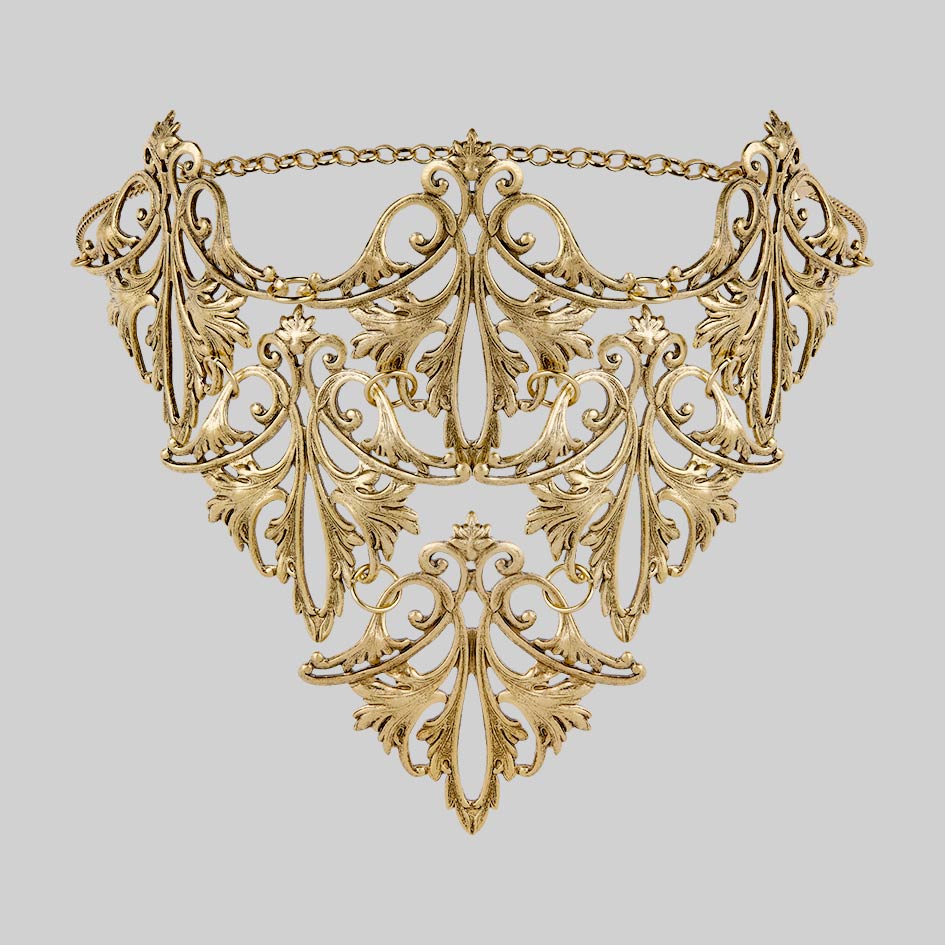 THALASSA. Ornate Cascading Choker - Gold - Image 2