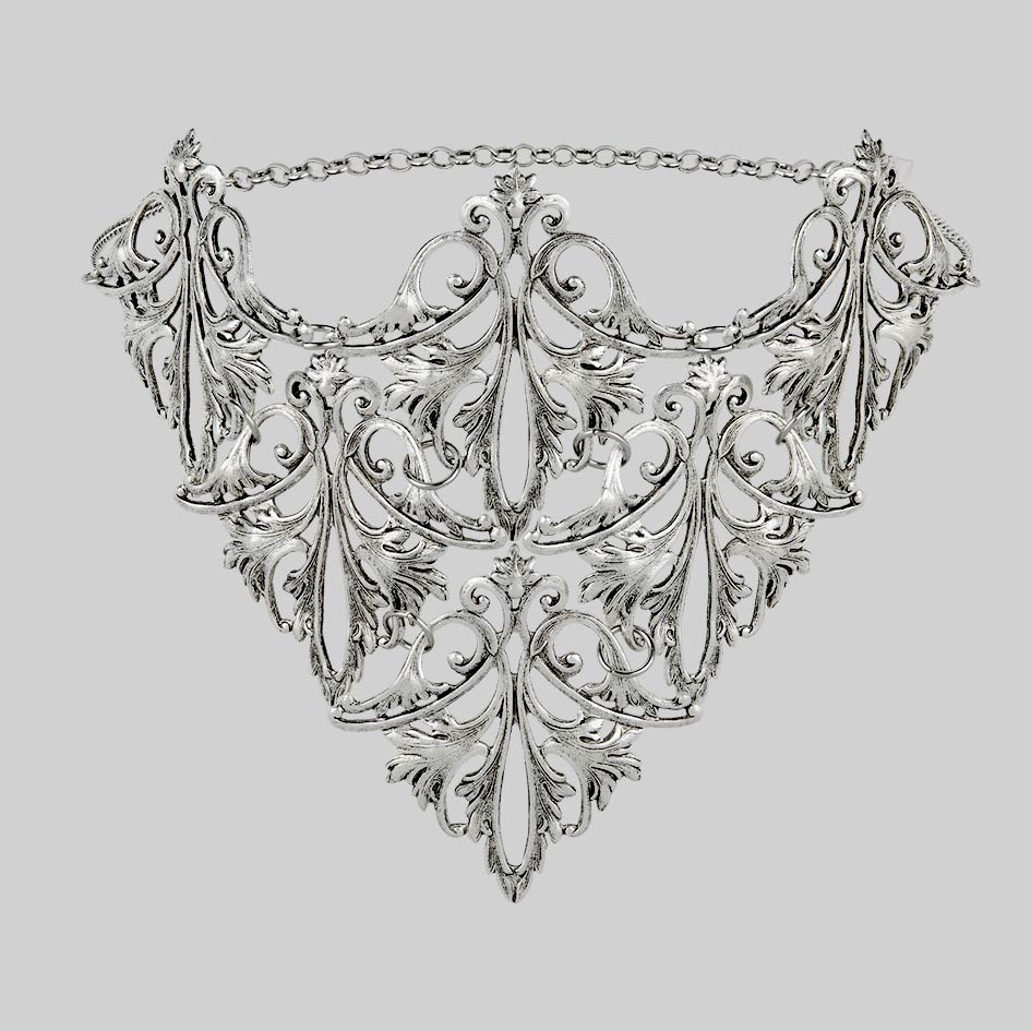 THALASSA. Ornate Cascading Choker - Silver