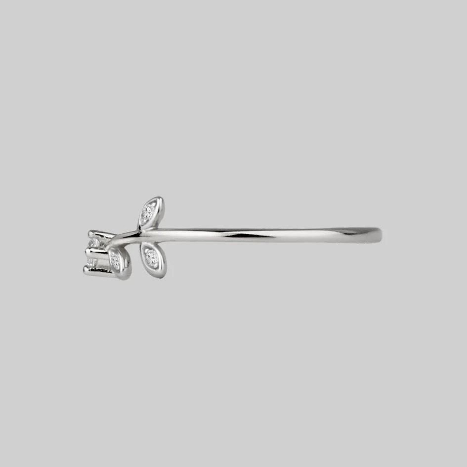 WHISPER. Cubic Zirconia Silver Leaf Ring - Image 2